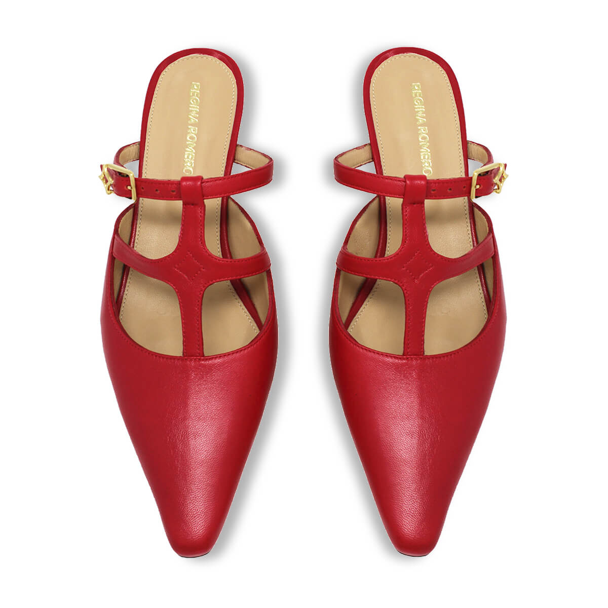 SILVIA 30 - Rojo Regina Romero Zapato Zapatilla Tacon Bajo Para Dama en Piel