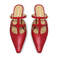 SILVIA 30 - Rojo Regina Romero Zapato Zapatilla Tacon Bajo Para Dama en Piel