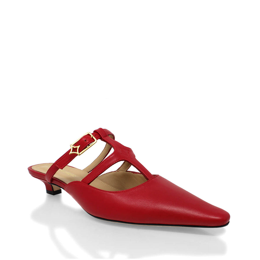 SILVIA 30 - Rojo Regina Romero Zapato Zapatilla Tacon Bajo Para Dama en Piel