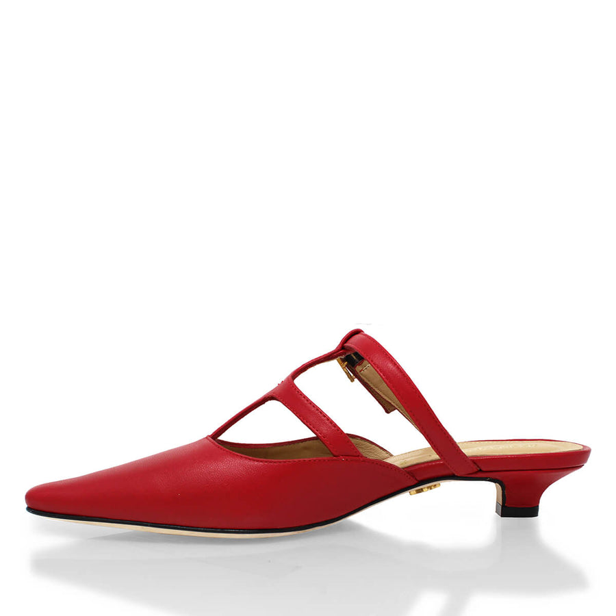 SILVIA 30 - Rojo Regina Romero Zapato Zapatilla Tacon Bajo Para Dama en Piel