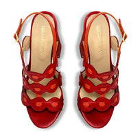 AGNI 135 - Rojo y Naranja Regina Romero Zapato Sandalia Plataforma Tacon Alto Para Dama en Piel