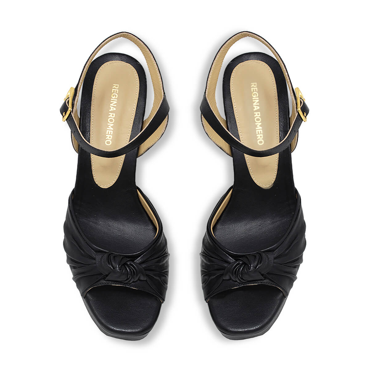 ALEKSANDRA 95 - Negro Regina Romero Zapato Sandalia Plataforma Tacon Alto Para Dama en Piel