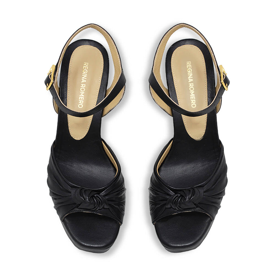 ALEKSANDRA 95 - Negro Regina Romero Zapato Sandalia Plataforma Tacon Alto Para Dama en Piel