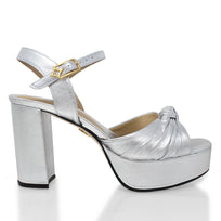 ALEKSANDRA 95 - Plata Regina Romero Zapato Sandalia Plataforma Tacon Alto Para Dama en Piel