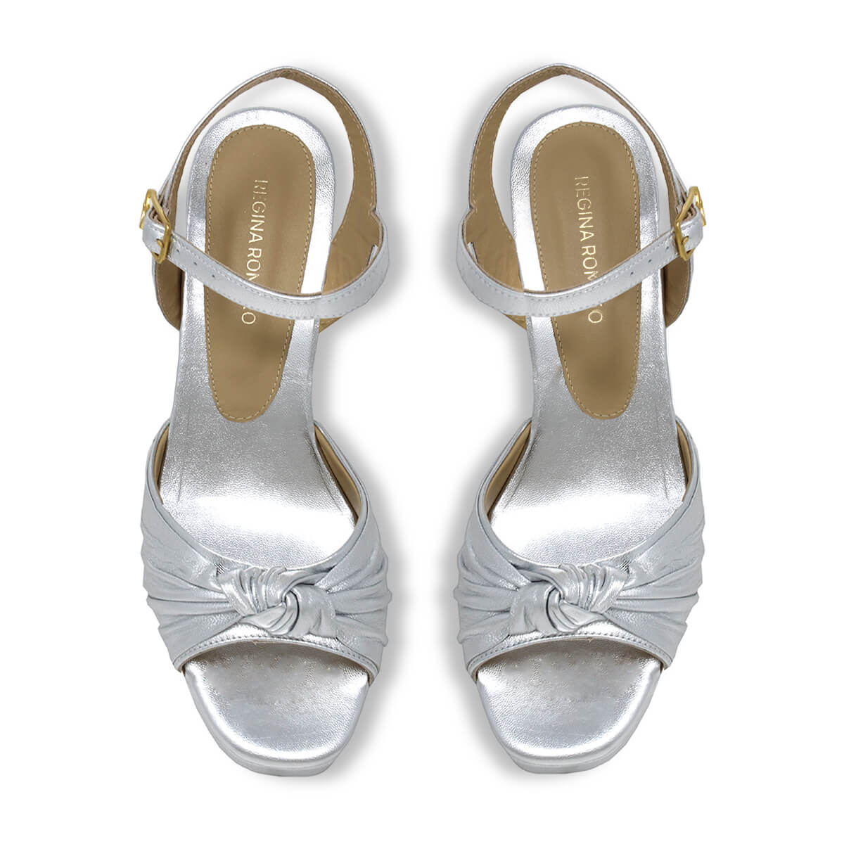 ALEKSANDRA 95 - Plata Regina Romero Zapato Sandalia Plataforma Tacon Alto Para Dama en Piel