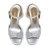 ALEKSANDRA 95 - Plata Regina Romero Zapato Sandalia Plataforma Tacon Alto Para Dama en Piel