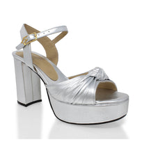ALEKSANDRA 95 - Plata Regina Romero Zapato Sandalia Plataforma Tacon Alto Para Dama en Piel