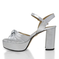 ALEKSANDRA 95 - Plata Regina Romero Zapato Sandalia Plataforma Tacon Alto Para Dama en Piel