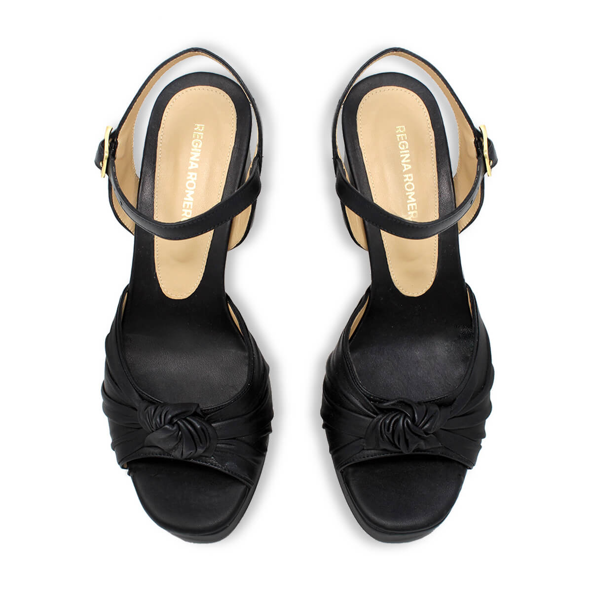 ALEKSANDRA 95 - Negro Regina Romero Zapato Sandalia Plataforma Tacon Alto Para Dama en Piel