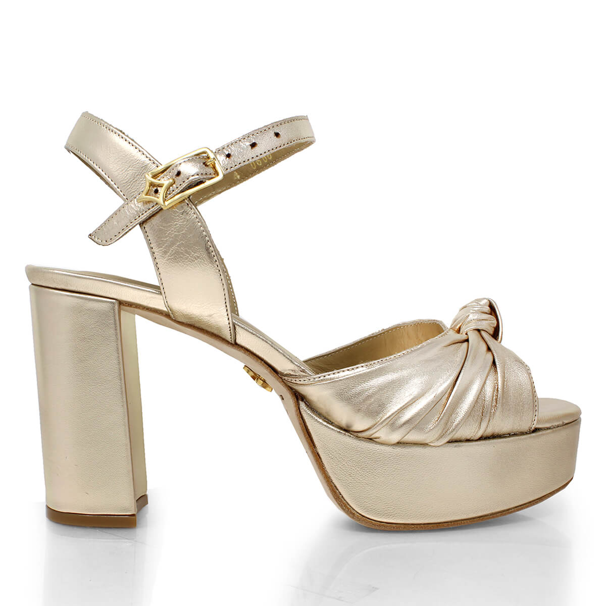 ALEKSANDRA 95 - Oro Claro Regina Romero Zapato Sandalia Plataforma Tacon Alto Para Dama en Piel