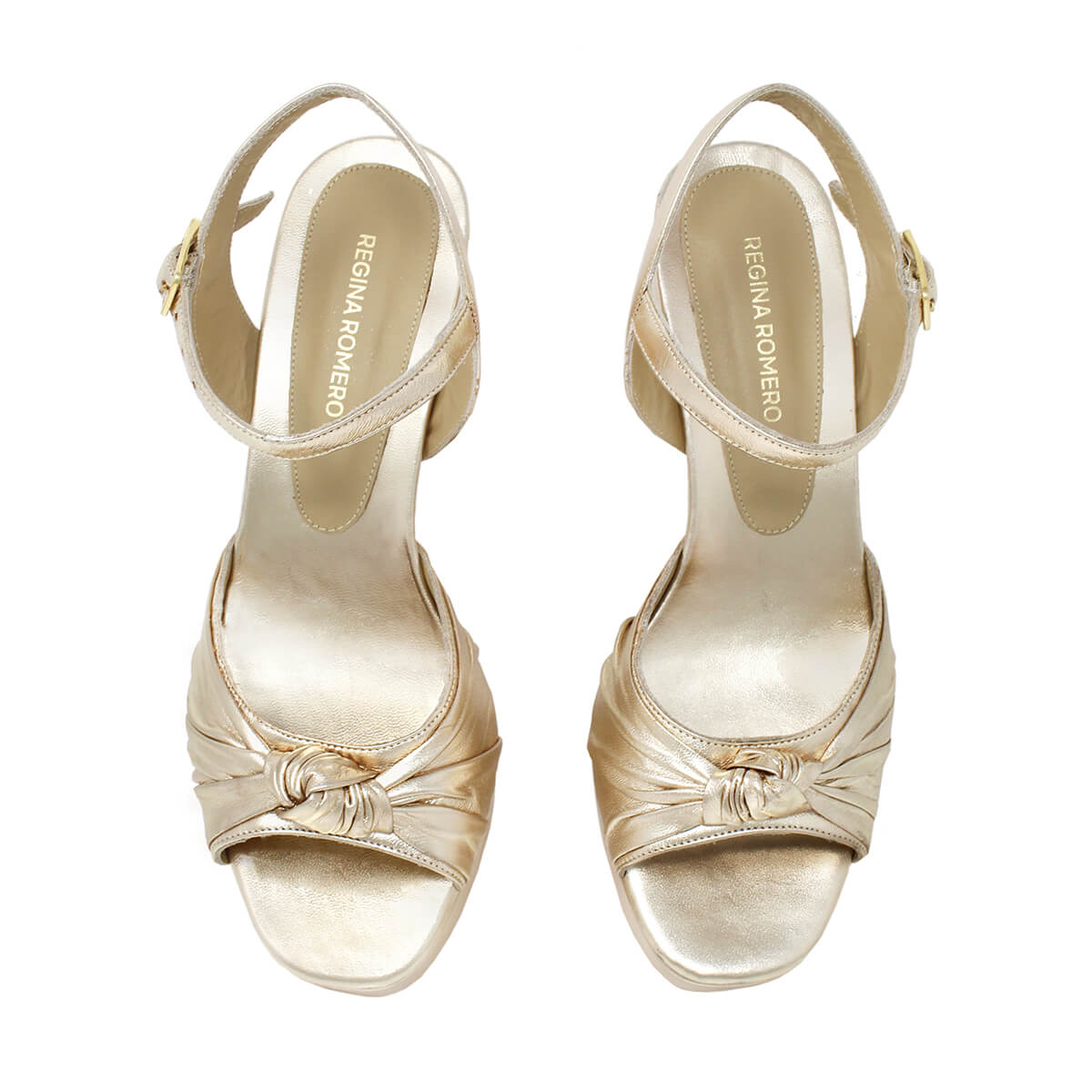 ALEKSANDRA 95 - Oro Claro Regina Romero Zapato Sandalia Plataforma Tacon Alto Para Dama en Piel
