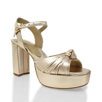 ALEKSANDRA 95 - Oro Claro Regina Romero Zapato Sandalia Plataforma Tacon Alto Para Dama en Piel