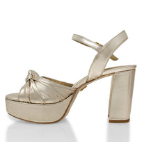 ALEKSANDRA 95 - Oro Claro Regina Romero Zapato Sandalia Plataforma Tacon Alto Para Dama en Piel