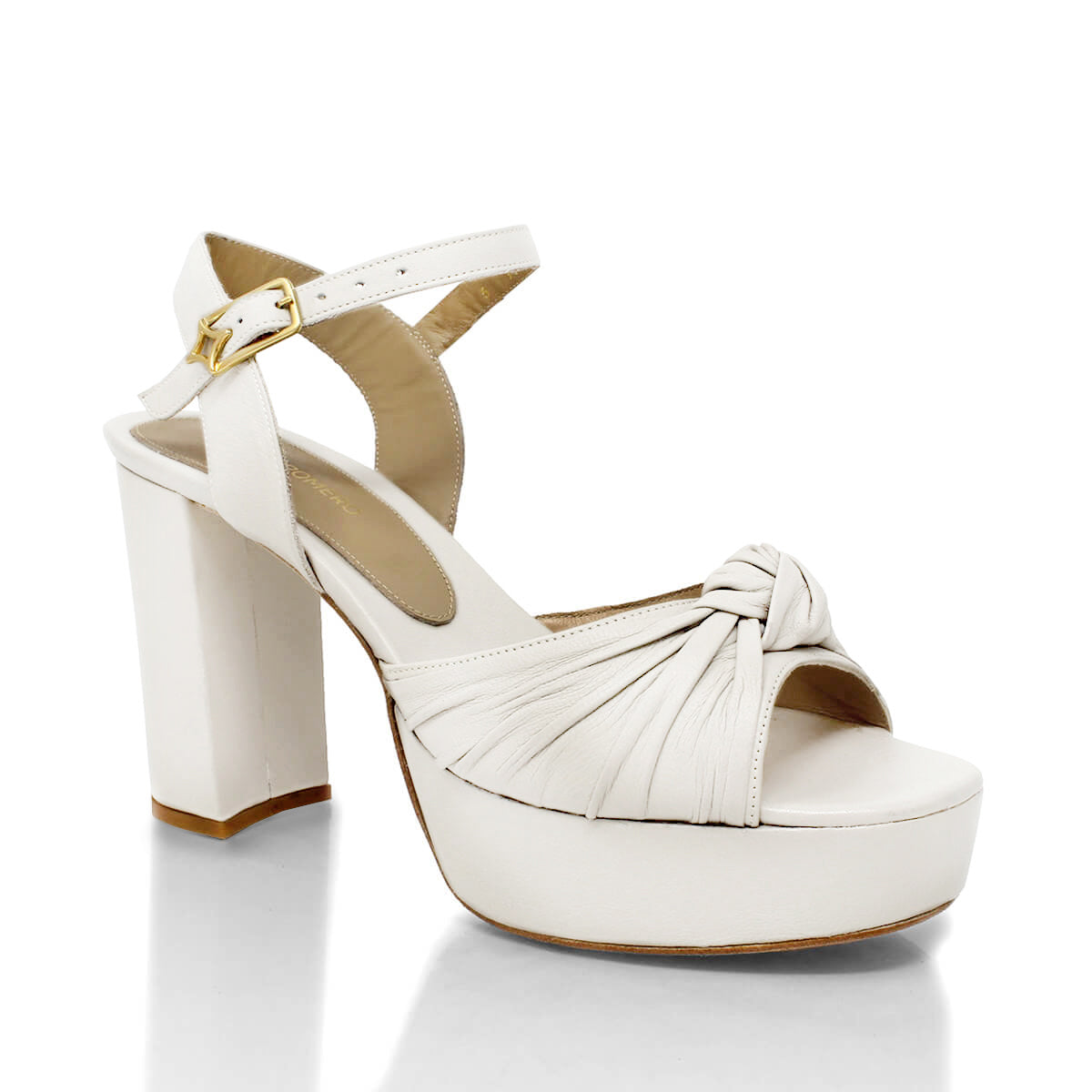 ALEKSANDRA 95 - Blanco Regina Romero Zapato Sandalia Plataforma Tacon Alto Para Dama en Piel