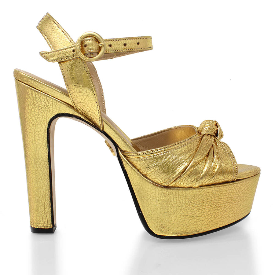 ALEXA 135 - Oro Regina Romero Zapato Sandalia Plataforma Tacon Alto Para Dama en Piel