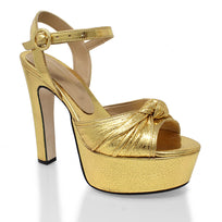 ALEXA 135 - Oro Regina Romero Zapato Sandalia Plataforma Tacon Alto Para Dama en Piel