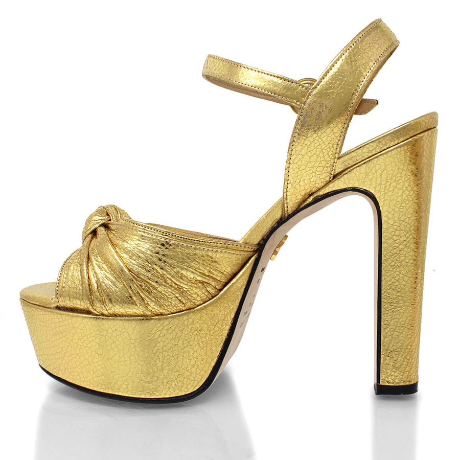 ALEXA 135 - Oro Regina Romero Zapato Sandalia Plataforma Tacon Alto Para Dama en Piel