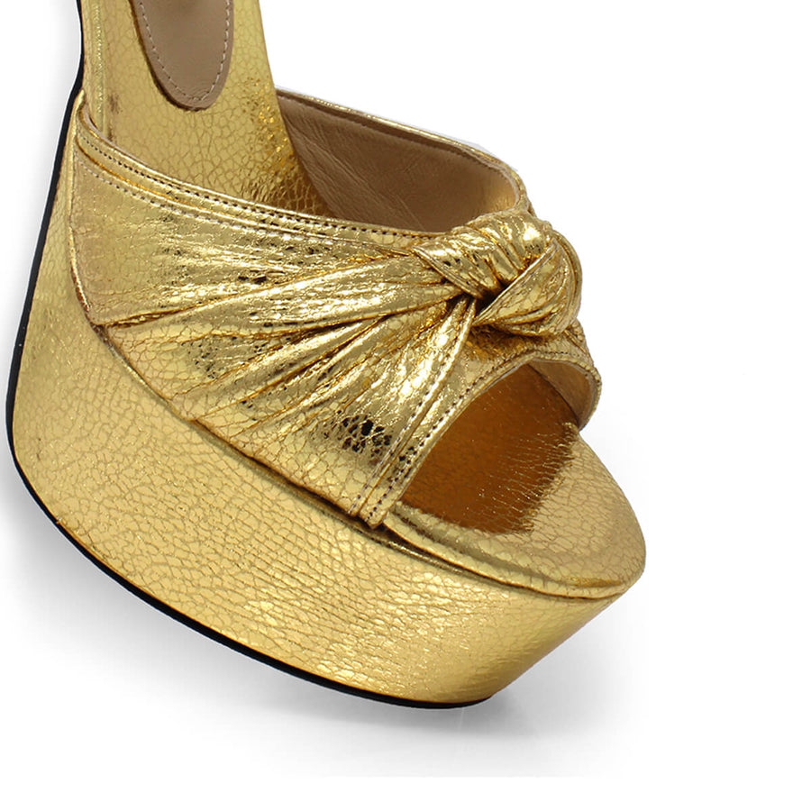 ALEXA 135 - Oro Regina Romero Zapato Sandalia Plataforma Tacon Alto Para Dama en Piel