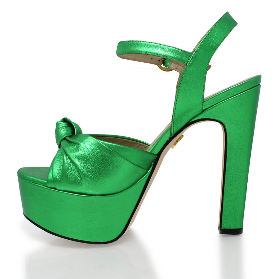 ALEXA 135 - Gold Regina Romero High Heel Platform Sandal Shoe for Lady in Leather