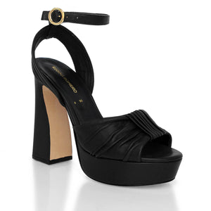 BERNADETTE 125 - Black Regina Romero High Heel Platform Sandal Shoe for Women in Leather