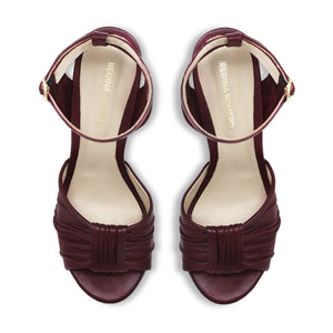BERNADETTE 125 - Wine Regina Romero High Heel Platform Sandal Shoe for Women in Leather