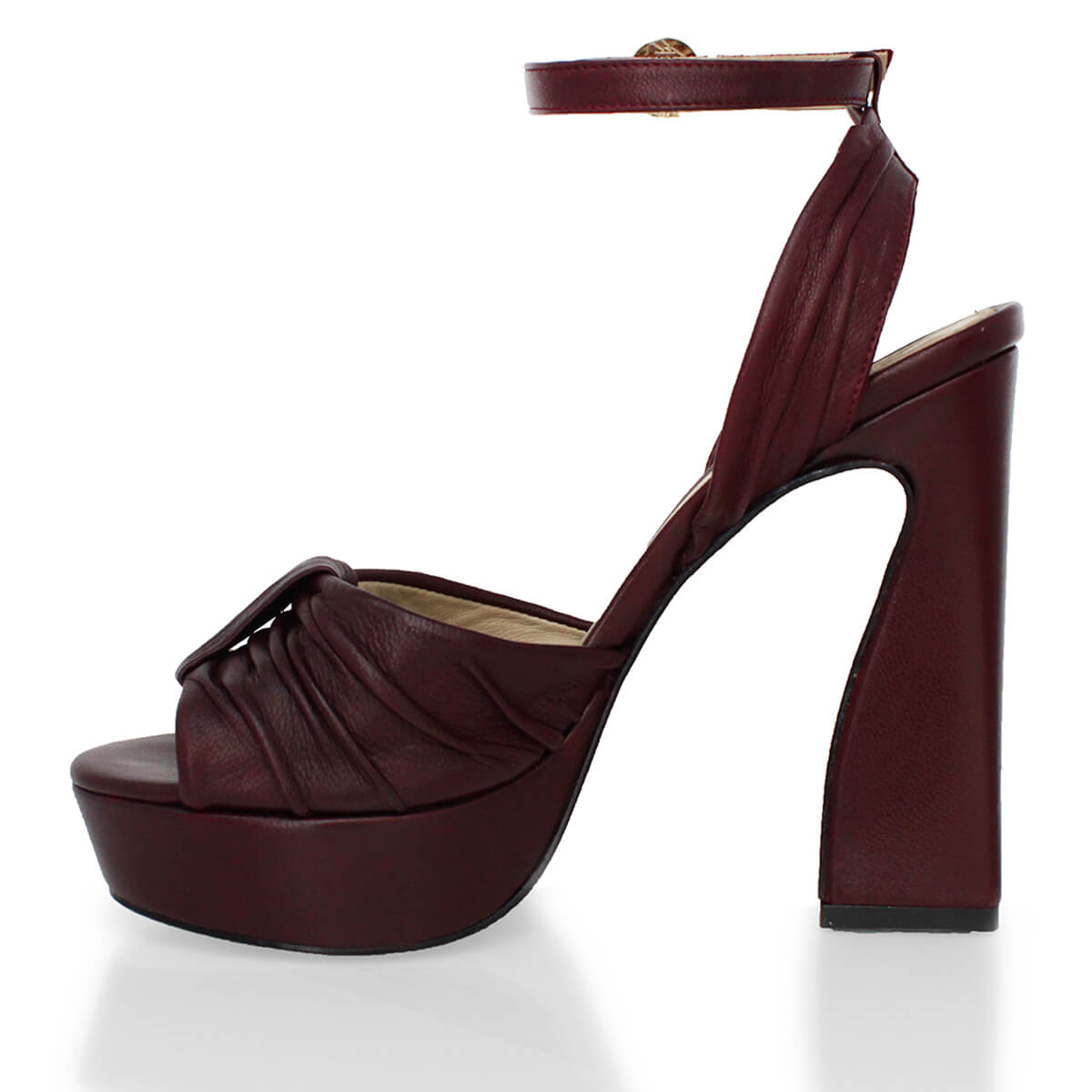 BERNADETTE 125 - Wine Regina Romero High Heel Platform Sandal Shoe for Women in Leather