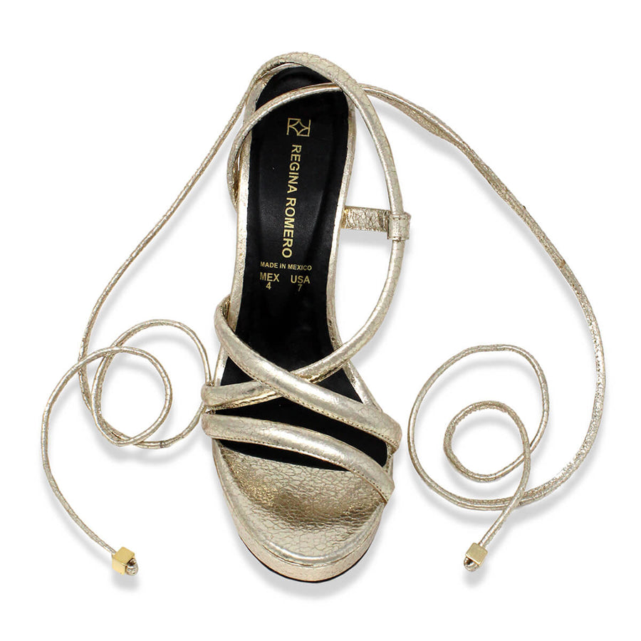 ELLE 125 - Marino Regina Romero High Heel Platform Sandal Shoe for Lady in Leather