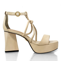 CALIPSO 95 - Latte Regina Romero Zapato Sandalia Plataforma Tacon Alto Para Dama en Piel