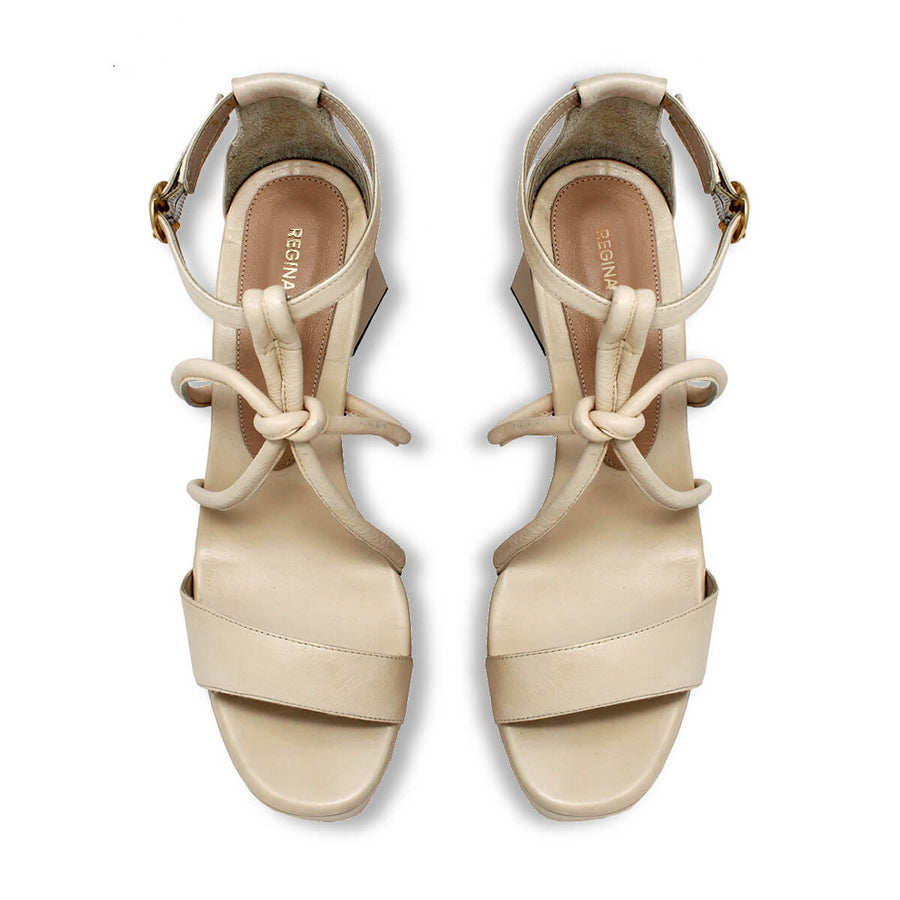CALIPSO 95 - Latte Regina Romero Zapato Sandalia Plataforma Tacon Alto Para Dama en Piel