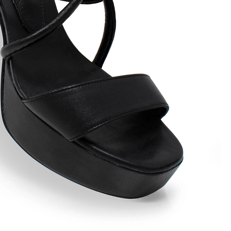 Sandalias Zapatos Tacon Alto Negro Sandalias De Mujer Con Tacón En