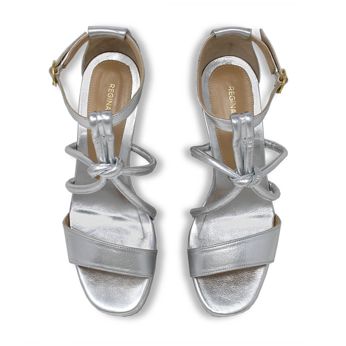 CALIPSO 95 - Silver Regina Romero High Heel Platform Sandal Shoe for Women in Leather