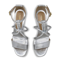 CALIPSO 95 - Silver Regina Romero High Heel Platform Sandal Shoe for Women in Leather