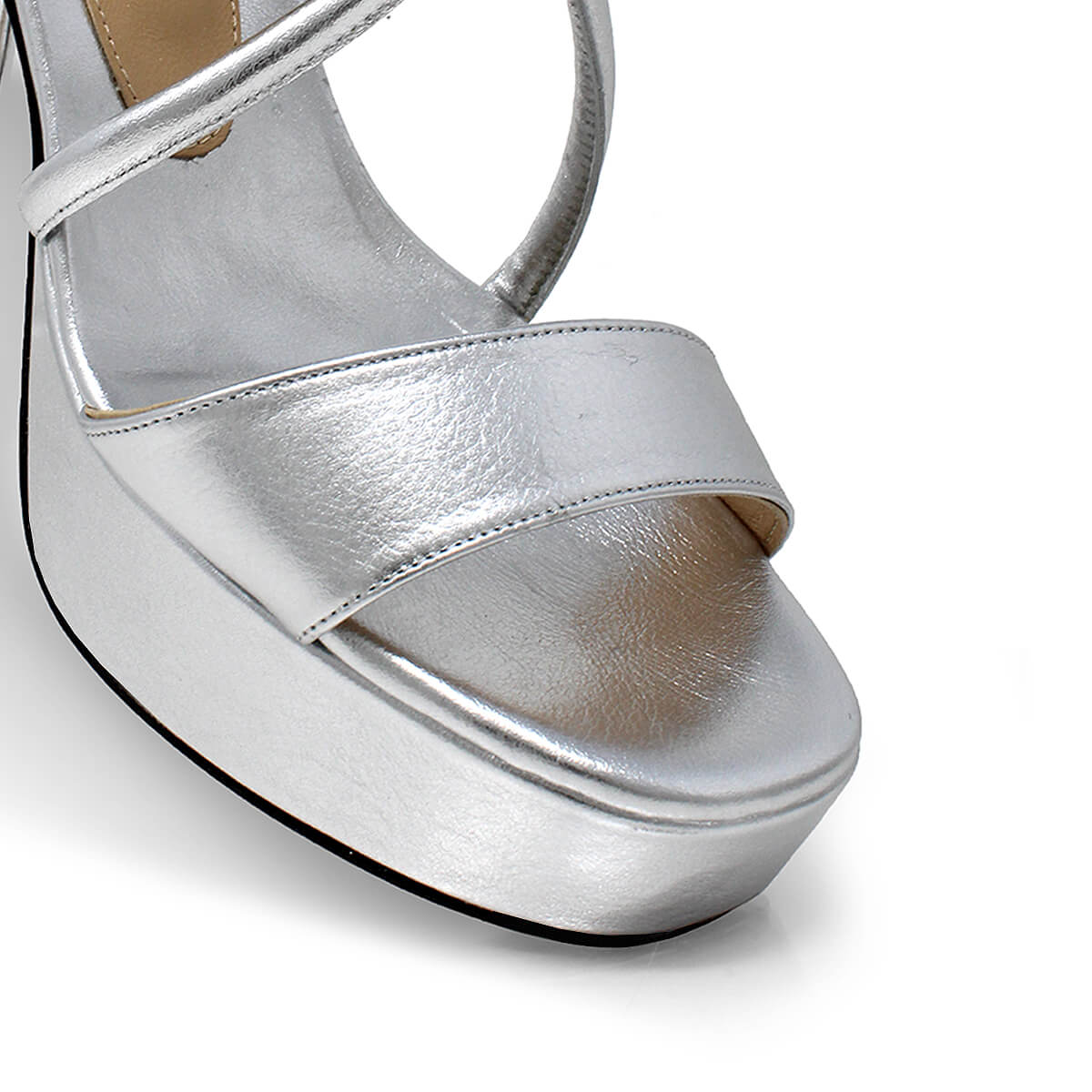 CALIPSO 95 - Silver Regina Romero High Heel Platform Sandal Shoe for Women in Leather