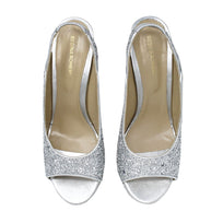 CHERYL 125 - Glitter Silver Regina Romero High Heel Platform Sandal Shoe for Women in Leather