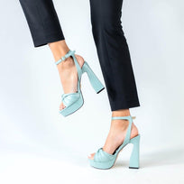 HELENA 120 - Black Regina Romero High Heel Platform Sandal Shoe for Lady in Leather