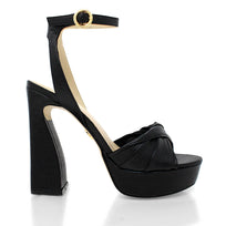 HELENA 120 - Black Regina Romero High Heel Platform Sandal Shoe for Lady in Leather