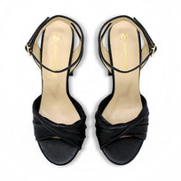 HELENA 120 - Black Regina Romero High Heel Platform Sandal Shoe for Lady in Leather