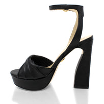 HELENA 120 - Black Regina Romero High Heel Platform Sandal Shoe for Lady in Leather