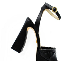 HELENA 120 - Black Regina Romero High Heel Platform Sandal Shoe for Lady in Leather