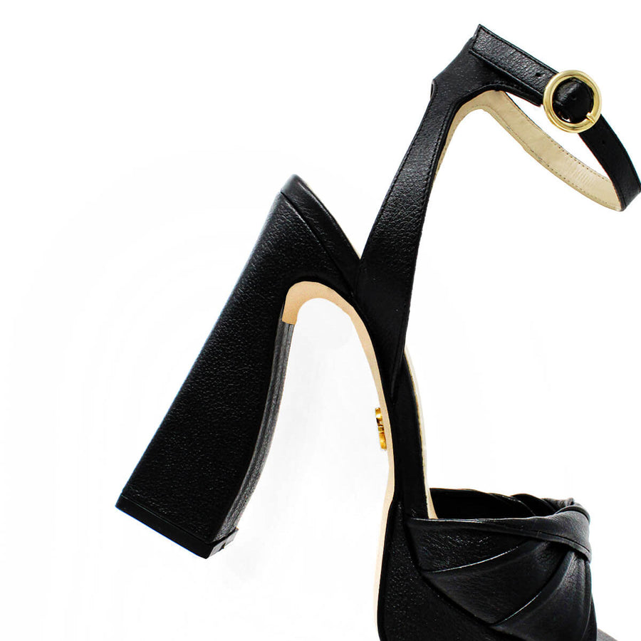 HELENA 120 - Black Regina Romero High Heel Platform Sandal Shoe for Lady in Leather