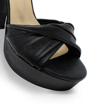 HELENA 120 - Black Regina Romero High Heel Platform Sandal Shoe for Lady in Leather
