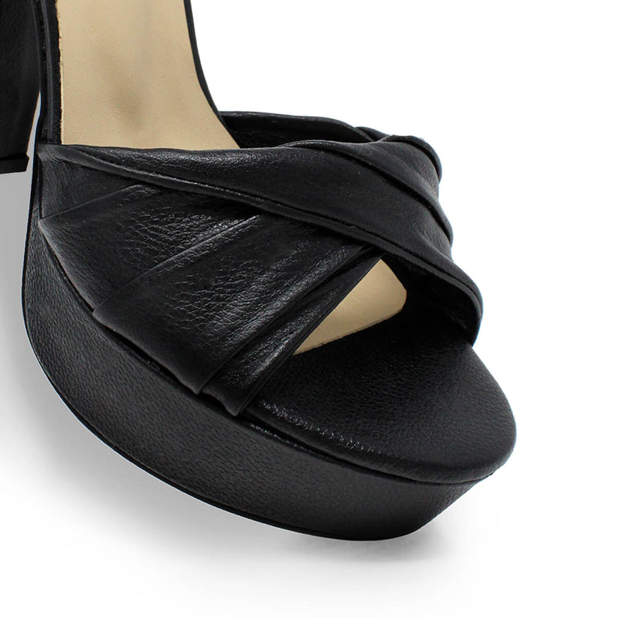 HELENA 120 - Black Regina Romero High Heel Platform Sandal Shoe for Lady in Leather