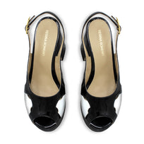 EVE 100 - Negro y Blanco Regina Romero Zapato Sandalia Plataforma Tacon Alto Para Dama en Piel