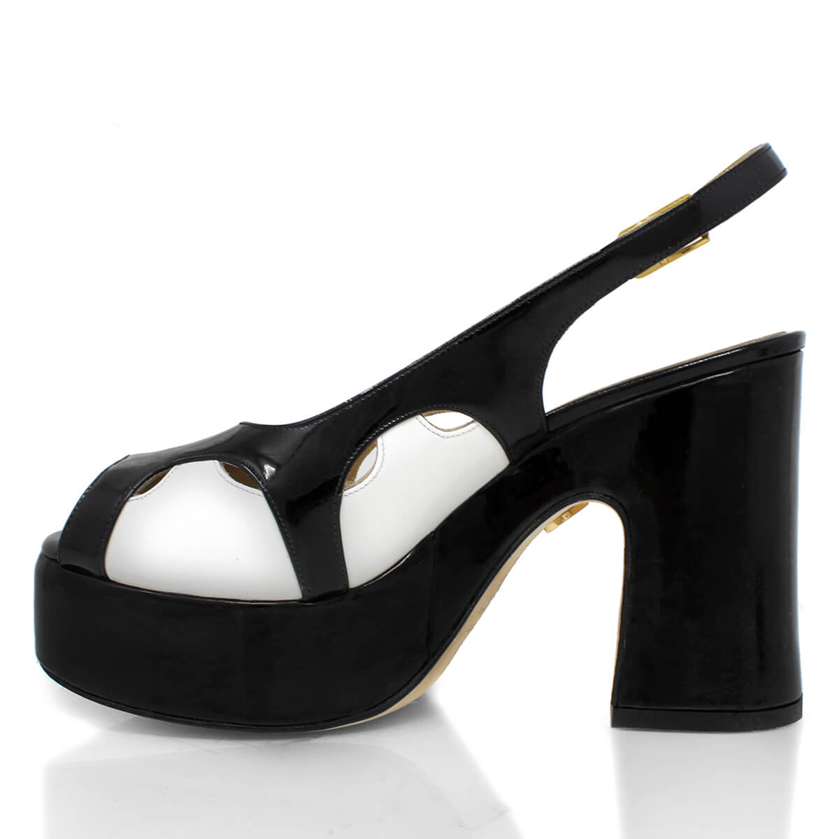 EVE 100 - Negro y Blanco Regina Romero Zapato Sandalia Plataforma Tacon Alto Para Dama en Piel