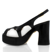 EVE 100 - Negro y Blanco Regina Romero Zapato Sandalia Plataforma Tacon Alto Para Dama en Piel