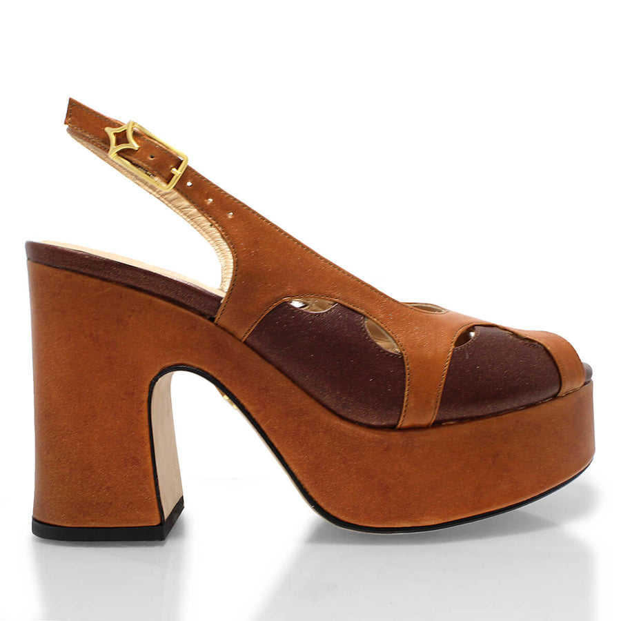 EVE 100 - Cafe Regina Romero Zapato Sandalia Plataforma Tacon Alto Para Dama en Piel