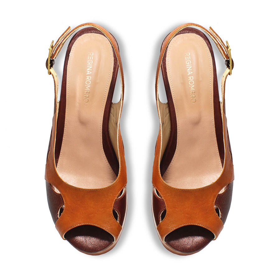 EVE 100 - Cafe Regina Romero Zapato Sandalia Plataforma Tacon Alto Para Dama en Piel