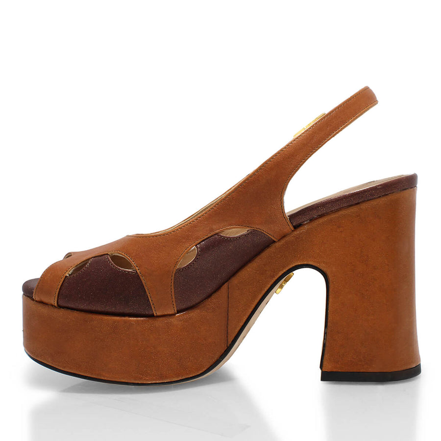 EVE 100 - Cafe Regina Romero Zapato Sandalia Plataforma Tacon Alto Para Dama en Piel