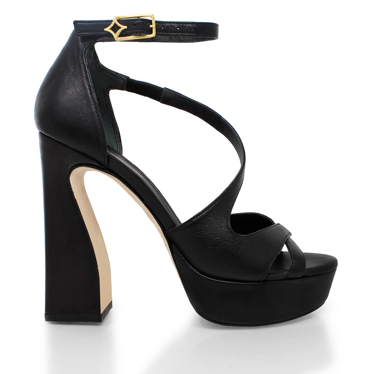 FILIPA 125 - Negro Regina Romero Zapato Sandalia Plataforma Tacon Alto Para Dama en Piel