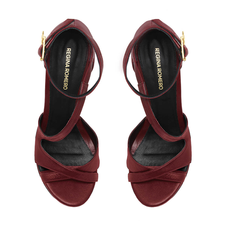 FILIPA 125 - Vino Regina Romero Zapato Sandalia Plataforma Tacon Alto Para Dama en Piel
